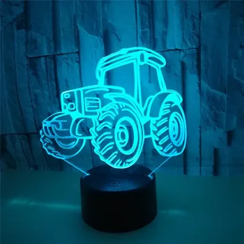 3D nakts Gaisma Traktoru Formas USB Maksas Touch Lampas Slēdzis 7 Krāsains Bērniem Nakts Gaisma Karstā Piliens Kuģa Jaunums Dāvanas