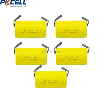 5gab PKCELL NiCd Akumulatori 1.2 V D 5000mAh NI-CD Akumulators Flat Top Ar Metināšanas gabals par elektrisko velosipēdu
