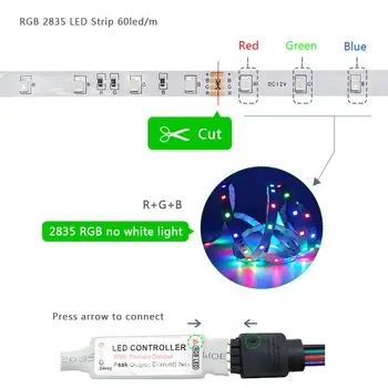 5m 10 m 15 m 20 m 30 m LED Lentes 2835 IP20 Lentes RGB LED Elastīga Gaismas Lente Svītru DC 12V RGB Diožu Lentes IS Kontrolieris Adapteris
