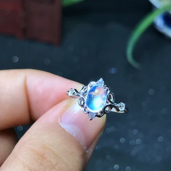 925 Sudraba un dabiski Zilas Mēnessakmens dāma gredzenu stikla kvalitāte ir laba