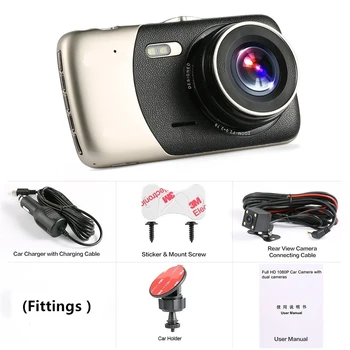 Automašīnas Dvr 4 Collu Auto Kamera Dual Objektīvs FHD) 1080P Dash Cam Video Ierakstītājs Ar Atpakaļskata Kameru Registrator Nakts Redzamības DVRs