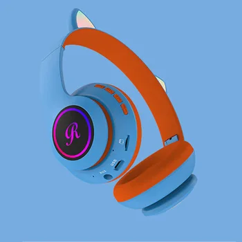 Cat jaunas Auss Bluetooth Bezvadu Austiņas Ar Mikrofonu, LED Apgaismojums, Spēļu Austiņas Cute Stilu Austiņas Bērniem