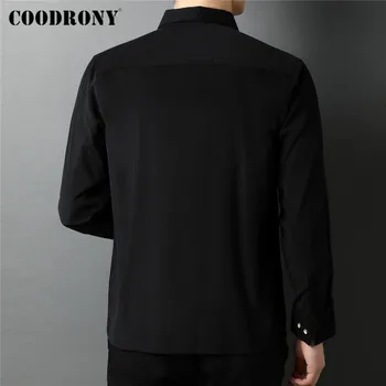 COODRONY Pavasara Rudens Augstas Kvalitātes Streetwear Modes Casual Stila Lielas Kabatas Kokvilnas Krekls ar garām Piedurknēm Vīriešu Apģērbu C6113