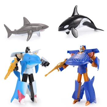 Deformācijas Plastmasas Transformācija Jūras Dzīvi Robots Rotaļlietas Slepkava Vaļu Delfīnu, Baltā Haizivs Zēni Rīcības Attēls Bērniem Rotaļlietas