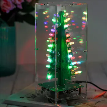 DIY RGB LED Flash Ķēžu Komplekts DIY Krāsains 3D Ziemassvētku Eglītes Komplekts MP3 Mūzikas Kaste ar Shell Ziemassvētku Dāvanu Elektronisko Fun Suite
