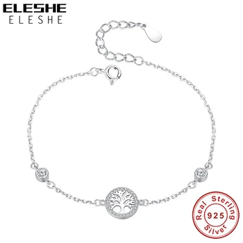 ELESHE 925 Sterling Silver Tree of Life Aproces & Aproces Sieviešu dzimtas Koku Regulējams Ķēdes Aproce Pusei Moderns Rotaslietas