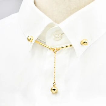 Franču stilā formālu kleita piederumi, baltā krekla apkakle ar metāla spirāli pin, ķēdes pušķis bumbiņas, vīriešu personības piespraudes.