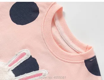 Frotē Kokvilnas sporta Krekls Hoodies Tops Zīmolu Bērniem, Baby Meitene Drēbes, t krekls Bērniem Blūze Bebe Meitenes Liels Punkti Zaķis Džemperis