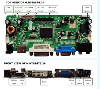 HDMI+DVI+VGA+AUDIO LCD Kontrolieris Valdes komplekts 23