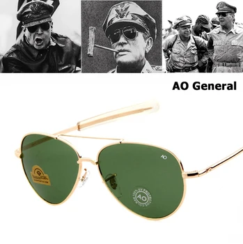 JackJad Armijas Militāro MacArthur Aviācijas Stila AO Vispārējā Saulesbrilles Amerikāņu Objektīvs Optiskā Stikla Vīriešiem Vintage Sakausējuma, Saules Brilles