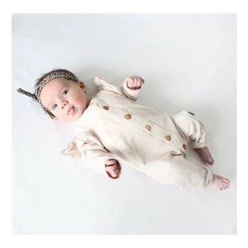 Jaundzimušais Baby Romper Meitene, kas Dzimuši Drēbes Bedres Svītrains Audums Jumpsuit Uzvalks Adīta ar garām piedurknēm Pogas Zīdaiņu Apģērbs Zīdaiņiem