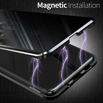 Jaunā Konfidencialitātes Magnētisko Case For Samsung Galaxy S20 Ultra S20, Ņemiet Vērā, 10 Plus Magnēts Metāla Dubultā Sānu, Rūdīta Stikla Vāks 360 Gadījumā