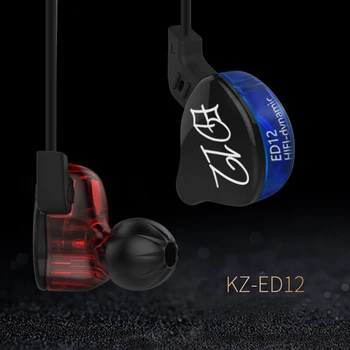 KZ ED12 Pielāgotu Stilu Austiņas, Noņemams Kabelis Auss Audio HiFi Bass Mūzika Sporta Earbuds Stereo austiņas 3.5 MM gold plated
