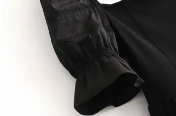 Lanbaiyijia Vasaras jaunākās Retro Slash kakla Pusi piedurknēm Mini kleita Sievietes Ikdienas kleita Melnā Cietā Augsta vidukļa Modes Kleita S, M, L