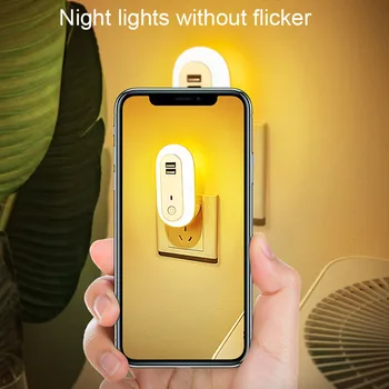 LED Nakts Gaisma ar Dual USB Sienas Lādētāju, Guļamistabas Gultas Māsu Lampas Tālvadības pults Lampa DSV-KUĢA