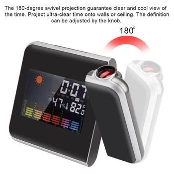 LED Projekcija Galda Pulkstenis Digitālais Modinātājs Temperatūra Darbvirsmas Laiks, Datums Displejs Projektoru Kalendārs Ar USB Lādētāju