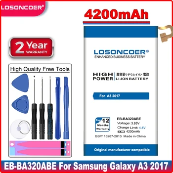 LOSONCOER 4200mAh EB-BA320ABE Akumulators Samsung Galaxy A3 2017 A320F EB-BA320ABE Akumulatora Dāvanu tools +uzlīmes