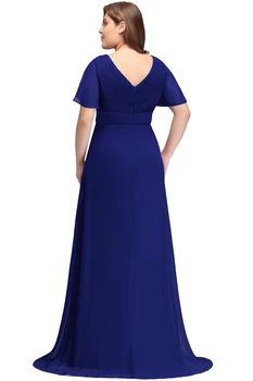 Lēti royal zils Bordo plus lieluma vakara kleitu elegantu v-kakla bat piedurknēm, kāzu svinības, oficiālas kleitu līnijas, vakara kleitas