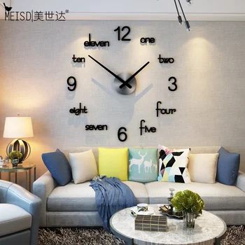 MEISD Liels Sienas Pulkstenis Mūsdienu Dizaina Sienas Uzlīmes Skatīties Klusums Kvarca Pulkstenis Dzīvojamā Istabā Akrila Melna Horloge Pārdošanu Bezmaksas Piegāde