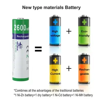 Melasta NIZN AA 1.65 V 2600mWh Uzlādējams Akumulators 2A Ni-Zn akumulatorus rotaļlietas MP3 kameras bezmaksas piegāde