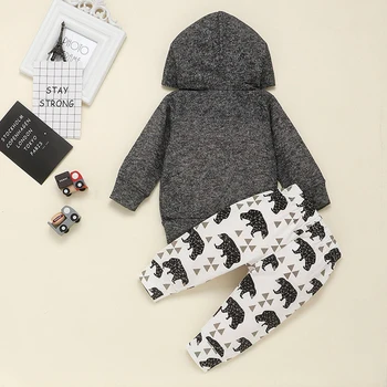 Modes Zīdaiņiem Jaundzimušo Puiku Drēbes Kapuci Sporta Krekls Bikses Dzīvnieku Haizivs Lāču Dizains Zīdaiņu Apģērbs Cute Apģērbs, Komplekts