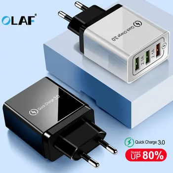 Olaf USB Lādētājs Samsung A70 Ātri Uzlādēt 3.0 Ātru Lādētāju Huawei P20 lite QC 3.0 Mobilā Tālruņa Lādētāju, 5V 3A iPhone