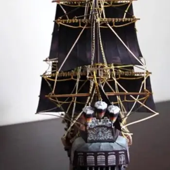 Pirātu Kuģis Formas Melnā Pērle Papīra Materiāla Modelis ar Izsmalcinātu Dāvanu Roku darbs DIY Modeļa Bloki Rotaļlietas Bērniem Dzimšanas dienas Dāvanas