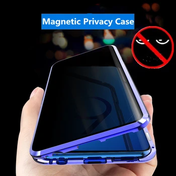 Privātās dzīves Rūdīta, Stikla, Metāla Magnētiskās Case For Samsung S8 S9 S10 S20U S20 Plus Piezīme 8 9 10 Plus A50 A51 A70 A71 Magnēts Vāciņu