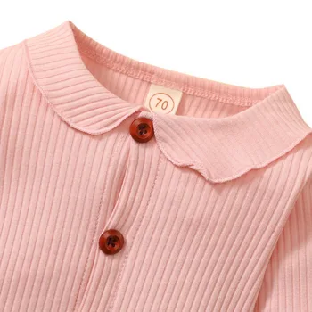 Rudens Baby Girl Jumpsuit Apģērbu Ar Garām Piedurknēm Cietā Print Single Krūtīm, Romper Ar Galvu Zīdaiņu Apģērbs, Sets1