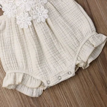 Saldie Vasaras Jaundzimušais Meitene Savirmot Mežģīnes Romper Jumpsuit Apģērbs, Apģērbu Backless Baby Toddler Vienu Gabalu