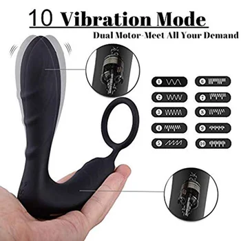 Silikona Vīriešu Prostatas Massager Anālais P-G-spot Vibrators 10 Ātrumu Seksa Rotaļlietas Vīriešiem Bezvadu Tālvadības Butt Plug Ar Gredzenu