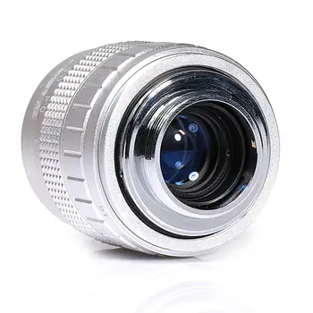 Sudraba Ķīna 50mm F1.4 CCTV TV kameras objektīvs + C-EOSM Mount Gredzens Canon EF-M EOSM Mirroless Kameru, M1/M3/M5