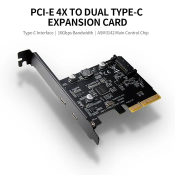 SuperSpeed USB 3.1 PCI-Express Karti ar Dual Atgriezeniska Tipa C Ostām, 5V 15Pin Savienotājs Gen 2 10 gb / s PCI Express Kartes 10Gbps