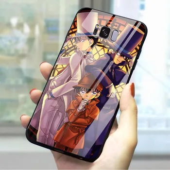 Tālruņa Vāciņu Galaxy S8 Anime Detective Conan Rūdīts Stikls Lietā Piezīme 8 9 10 S7 Malas S8/S9 Plus S10 A10/20/30/40/50/60/70 M40