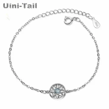 Uini-Asti jauns 925 sterling silver blue lotus salds svaigas aproce korejas temperaments rotaslietas dobi saule ziedu aplis aproce
