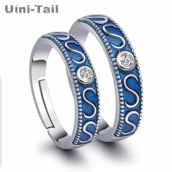 Uini-Asti karstā pārdošanas jauns 925 sterling silver Eiropas un Amerikas radošo zilo pāris, atveriet gredzenu retro radošo modes salds
