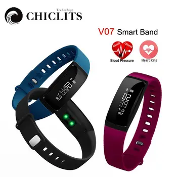 V07 Smart Joslā Aproce Sirdsdarbības Ātrums, asinsspiediens Pedomet Aproce Fitnesa SMS Brīdināt Par iOS Android Tālrunis PK Mi Band 2 Fitbits