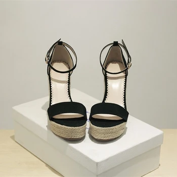Vasarā sievietēm Platformas Super augstiem Papēžiem kurpes Potītes siksniņu, Ķīlis Sandales elegantas dāmas Birojs Kleita, Sandales MAZIAO