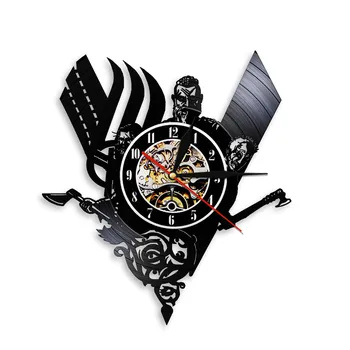 Vikingu Kompass Sienas Pulkstenis Skatīties Vintage Karājas Vinila Ieraksts Sienas Pulksteņi Noslēpumaina Skandināvu Magick Sienas Mākslas Dekori Dzīvojamā Istaba