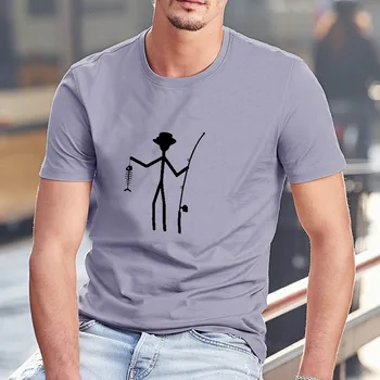 Vīriešu Smieklīgi Zvejas Print T-krekls O apkakli, Īsām Piedurknēm Vīriešu Vasaras Gadījuma t-veida Topi, Krekli Street Wear Fashion 