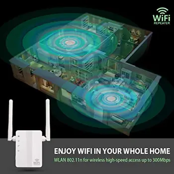 WiFi Extender 300 Mb / s ar WPS Interneta Signāla Pastiprinātājs Paplašina WiFi Pārklājums, lai gudrās Mājas Ierīces ES kontaktdakšu ar Bonusu, 1m Vads