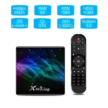 X88 Karalis 4GB 128G Amlogic S922X TV Kastē Android 9.0 Dual Wifi BT5.0 1000M 4K Google Play Store, Netflix, Youtube 4K Media Player