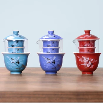 Zilā un Baltā Porcelāna Gaiwan tējas gaiwan uzstādīts Ķīnas Seno Glazūru Jingdezhen Teaset Tējkanna Bļodā dažādas tējas Bezmaksas piegāde