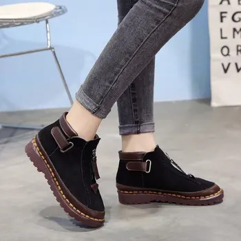Zābaciņi sieviešu kurpes ir 2021. modes hook & loop cietā rudens platformas kurpes sieviete potītes zābaki dāmas kurpes, botas mujer