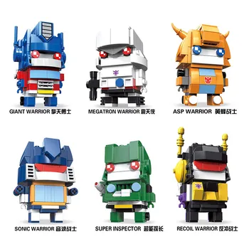 Ķieģeļu Optimus Prime Transformatoru Brickheadz Rotaļlietas Bērniem Kamene Megatron Super Varonis Mazas Celtniecības Bloku Modeli, kas Zēniem