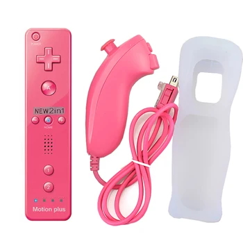 2 In 1 Par Nintend Wii Kontrolieris Controle Kursorsviru iebūvēto Motion Plus Wireless GamePad Tālvadības pults SINHRONIZĒŠANA ar Nunchuck