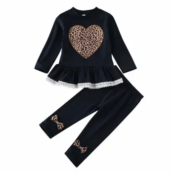 2020 Jauki Meitenes Salds Kopumu Apģērbu Ruffles Pušķis Topi, t-kreklu Gudrs Mīlestību Sirdī tauriņu Bikses Kokvilnas Apģērbs, Apģērbu 1-6Y