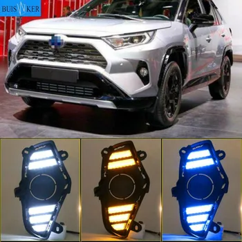 2gab DRL Toyota RAV4 2019 2020 LED Dienas Gaismas lukturi Ūdensizturīgs ar plūsmas Dzeltens Pagrieziena Signāla Buferi
