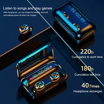 3 LED TWS Bezvadu Austiņas Bluetooth 5.0 Austiņas In-ear Stereo Brīvroku Earbuds Ūdensizturīgs Sporta Austiņas Mobilo Telefonu