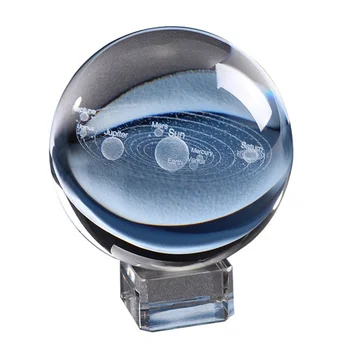 6CM Saules Sistēmas Bumbu 3D Miniatūrā Planētas Lāzera Iegravēts Modelis Sfērā Stikla Galaxy Kosmiskā bumbiņu Rotājumu Mājas Dekoru, Dāvanu
